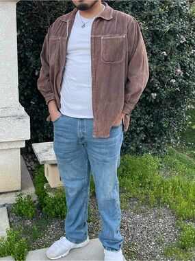 Tie Dyed Brown Corduroy Zip Up Shacket